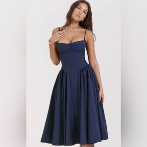 NWT House of CB Samaria French Navy Corset Sundress Size XS
